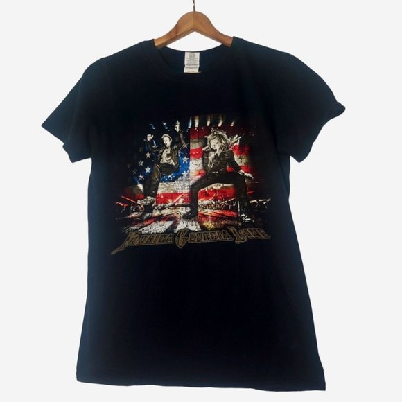 Gildan Tops - Florida Georgia County Line Womens Small T Shirt Black Tour Dates USA Flag Band